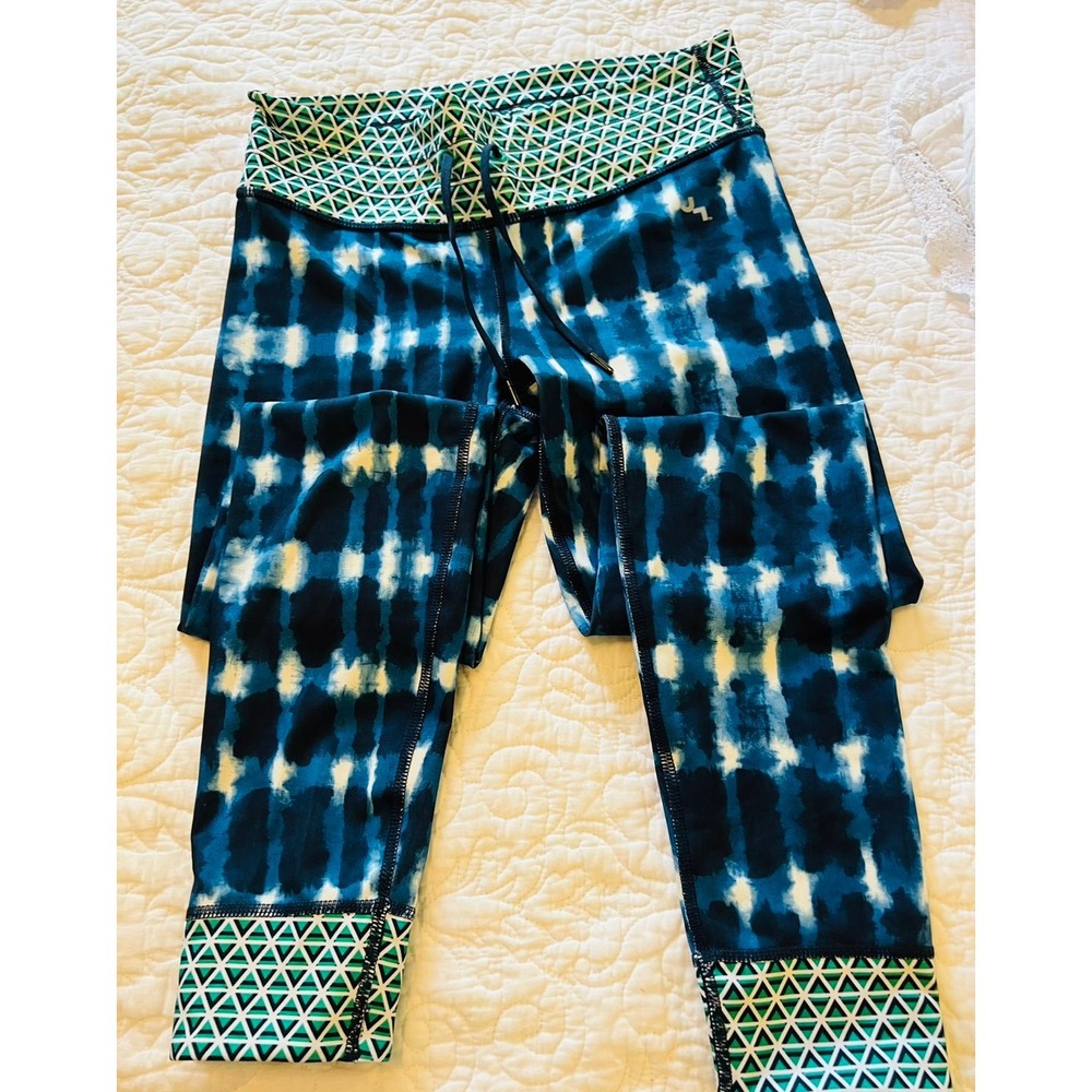 JoyLab womens small athletic lefgings in blue and green print